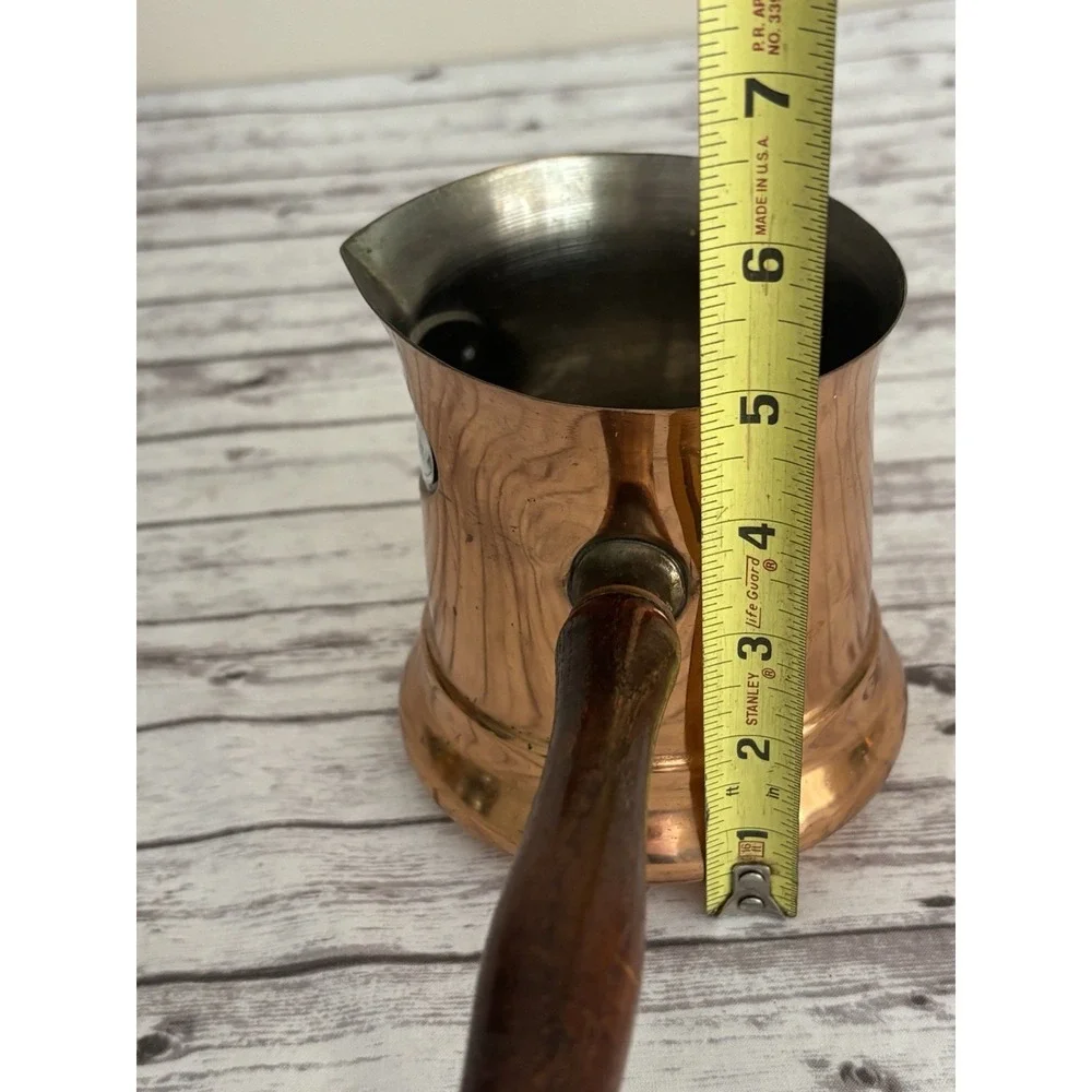 Vintage 1984 Copper Teleflora LE SAUCIER Wood Handle Milk Warmer Sauce Pots